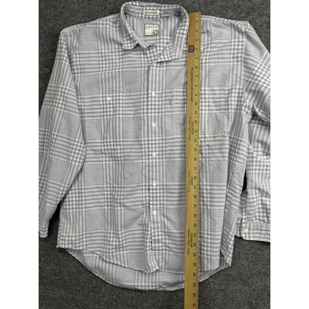 Levi's Silver Label‎ Shirt Mens Large Purple Check Long Sleeve Button Front